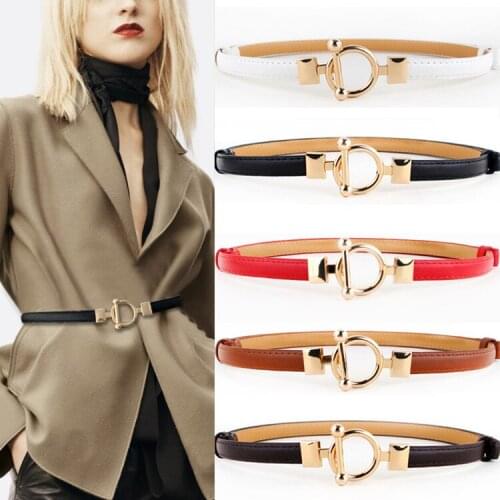 Luxury Brand Women Belts PU Leather Thin Belt Golden Buckle Leather Waist strap Female Waistband For Dress Trousers Ceinture2020