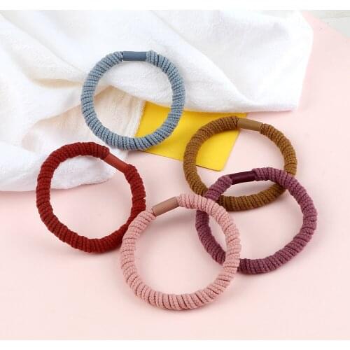 10Pcs Girls Exquisite Hair Bands Safe High Elastic Hair Ties Trendy Solid Colors Soft Scrunchies Women Headdress DIY Accessories