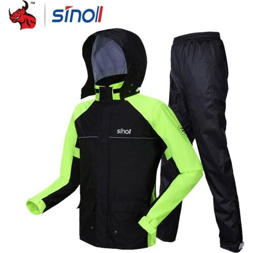SINOLL Waterproof Raincoat+Rain Pants Motorcycle Rain Suit Motorcycle Rain Jacket Sports Riding Motorbike Rain Coat Motorcycle