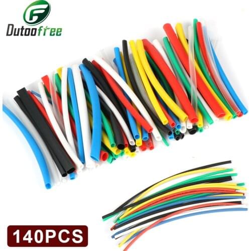 140pcs/lot Heat Shrink Tubing 14m 2:1 Color Tube Car Cable Sleeving Assortment Wrap Wire Kit with Polyolefin Tub