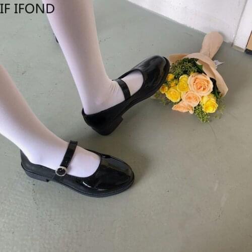 IF IFOND New Japanese Style Lolita Shoes Women Vintage Soft Low Heel Waterproof Patent Leather Student Cosplay Mary Janes Shoes