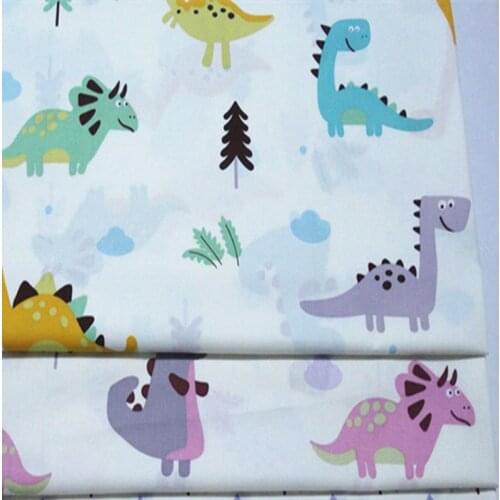 Adorable 50x160cm Cartoon Dinosaur World & Christmas Tree Printed Cotton Fabric Floral Fabric For DIY Sewing Quilting Decoration