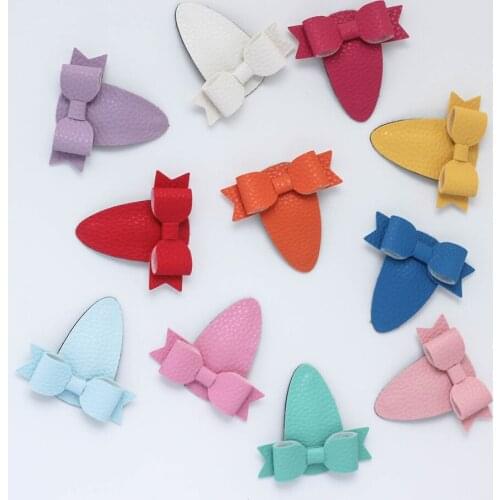 2PCS Lovely Simple Elegant Bow Leather Handmade Hairpins Barrettes Hair Accessories Girls Kids Women Cute Headwear Hair Clips