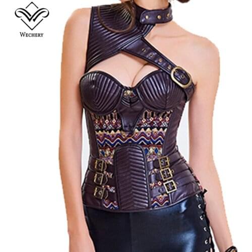 Wechery Women Steampunk Corset Sexy Gothic Corselet Lace Up Bustiers Vintage Gorset Hollow out Sleeveless Sexy Retro Gorset Tops