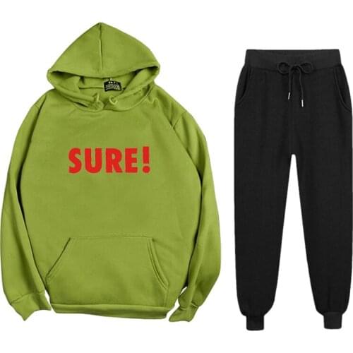 Abrini Women Two Pieces Fleece Tracksuits Autumn Lettering Sweatshirts and Elastic Waist Trousers Sets For Women 2021 Winter