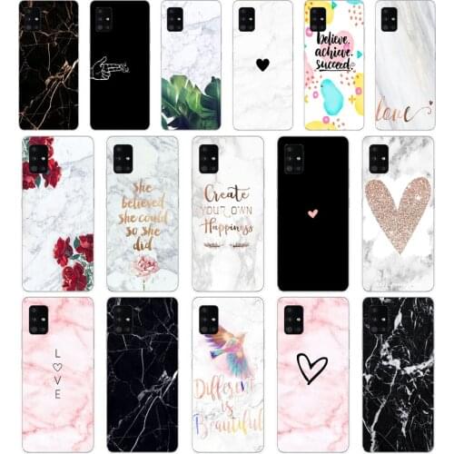 042FG Black White Marble Love Heart Soft Silicone Tpu Cover Case for Samsung Galaxy A20 A20E A20S A40 A31 A41 A51 A71 case