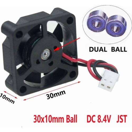 2 Pieces Gdstime 3010 30x30x10mm 30mm 3cm 8.4v Two Ball Bearing White JST DC Brushless Cooling Cooler Fan