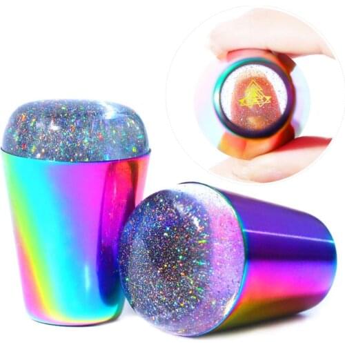 2021 Colorful Silicone Stamper Laser 4cm Stemple Do Paznokci Tool Fashion Stamp for Nails Decoration DIY Stamps for Nail Art