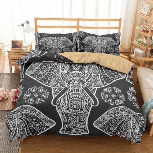 3D Luxury Golden Elephant Pattern Printed Duvet Cover Bedding Set Pillowcase Double Single Twin Queen King Full Size Quilt Cover