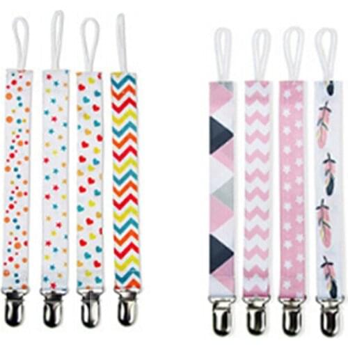 4Pcs Baby Pacifier Clip Chain Ribbon Dummy Holder Soother Pacifier Clips Leash Strap Nipple Holder For Infant Feeding
