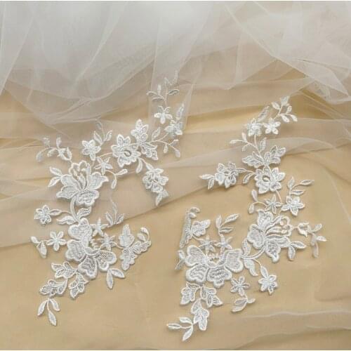 High Quality Rayon Material Lace Collar Flower Bridal Wedding Dress Applique Clothing Accessories 5pair/10pcs