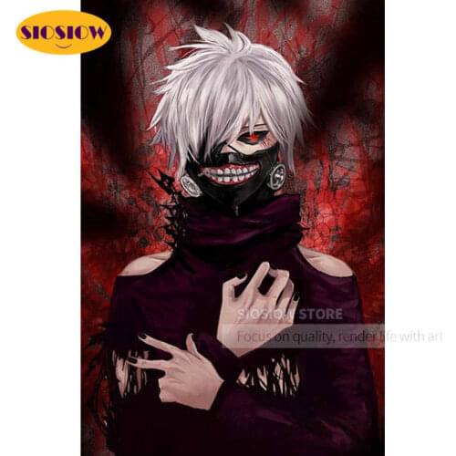5d Diy Diamond Painting Anime Tokyo Ghoul Figure Cross Stitch Mosaic Pattern Daimond Mosaic Embroidery Full Set Decor Room Gifts