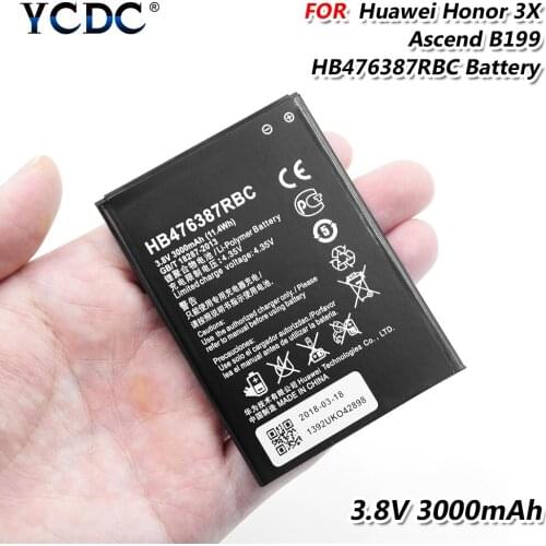 3000mAh HB476387RBC Mobile Phone battery For Huawei honor 3X 3X Pro G750-T00 G750-T00 B199 G750 Replacement Li-ion Bateria