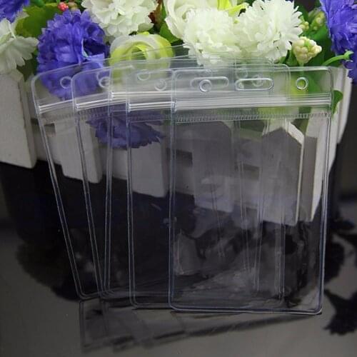 5 x Clear Convenient Transparent PVC Badge Work Exhibition ID Name Waterproof Card Holders Trunk No Zipper Casual Solid Holders