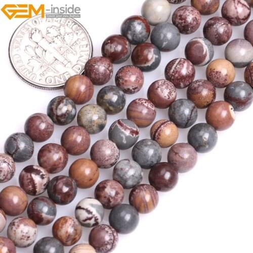 Gem-inside 6-8mm 15'' Natural Round Brown Sonora Jasper Beads For Jewelry Making Beads Bracelets For Women Trinket DIY Beads