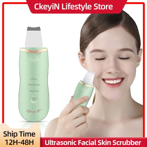 CkeyiN Professional Ultrasonic Facial Skin Scrubber Ion Deep Face Cleaning Peeling Rechargeable Skin Care Device Beauty Decive