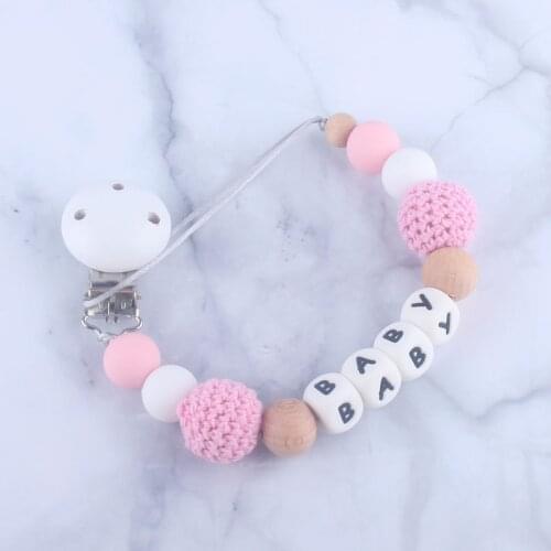 Colorful Silicone Personalized Name Pacifier Clips Funny Chupetero Chain For Infant Feeding Toddler Chew Toy Clips BPA Free