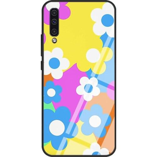 Flower Power Psychedelic Groovy Indie Tempered Glass Case For Samsung A52 A12 A32 A42 A72 A31 A51 A71 A40 A50 A70 A20e A21S