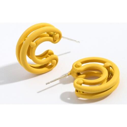 Dvacaman New Design C-Shaped Earrings for Women Fashion Multi Layered Candy Color Metal Stud Earrings Party Jewelry Dropshipping