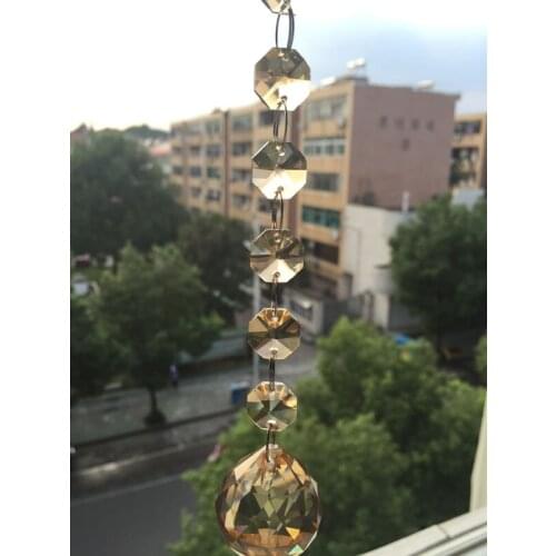 Free Shipping 20PCS/lot, 20cm champagne crystal Beads garland strands With 30mm faceted Chandelier ball for wedding decoration