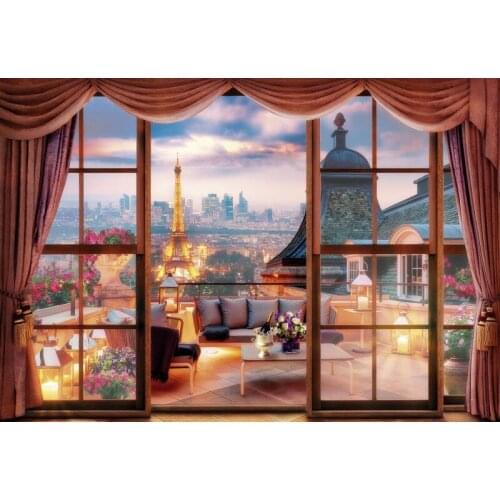 JMINE Div 5D Paris Eiffel Tower Window landscape Full Diamond Painting cross stitch kits art Scenic 3D paint by diamonds