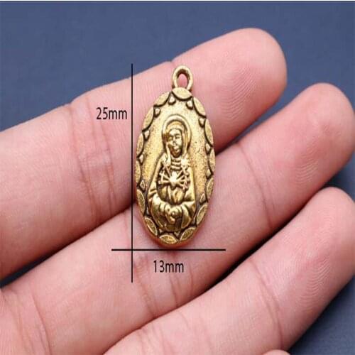 Catholic Charm Golden Mercy Maria Medal Catholic Church Medal