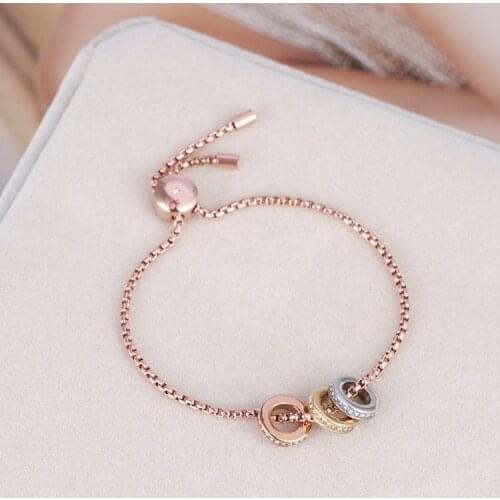 Diamond-studded color matching ring mixed and matched pull bean adjustment bracelet