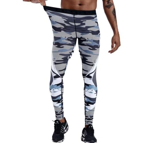 Running Tights Men Compression Pants Skinny Quick Dry Trousers Full Length Gym Men 3D Printed Pattern Compression Pants Fitness