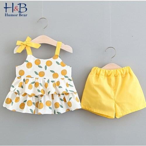 Humor Bear Baby Clothes Set Summer Sleeveless Cartoon Printed Vest+Shorts 2pcs Cute Infant Toddler Clothes