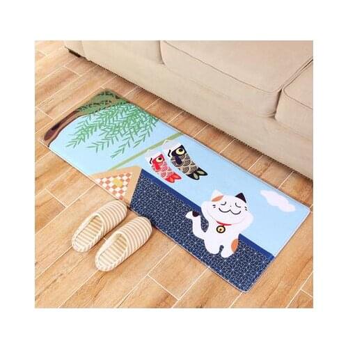 Japanese-style cat painting carpet non slip rug kithcen living room mat foot pad chair mat indoor bedroom rugs
