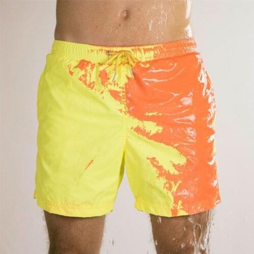 Summer Mens Colour-changing Trunks Beach Shorts Quick-dry Bathing Suit Beach Pants Warm Color changing Shorts Swimming Shorts