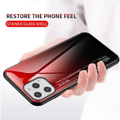 MAKAVO For Apple iPhone 12 Pro Max Case Cover Luxury Gradient Tempered Glass Phone Cases For iPhone12 iPhone 12 Mini