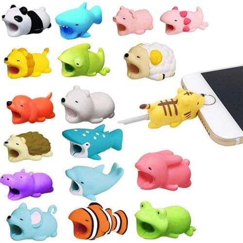 Cute Animal Bite Usb Cable Protector Funny Usb Wire Management Marker Organizer Holder for IPhone Earphone Cable Funny Model