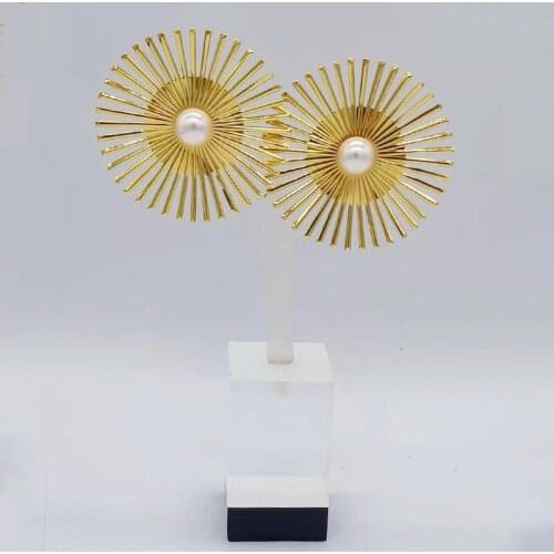 Fashion Gold Color Flower Cluster Clear Crystal Zirconia Earring for Women Jewelry Metal earrings