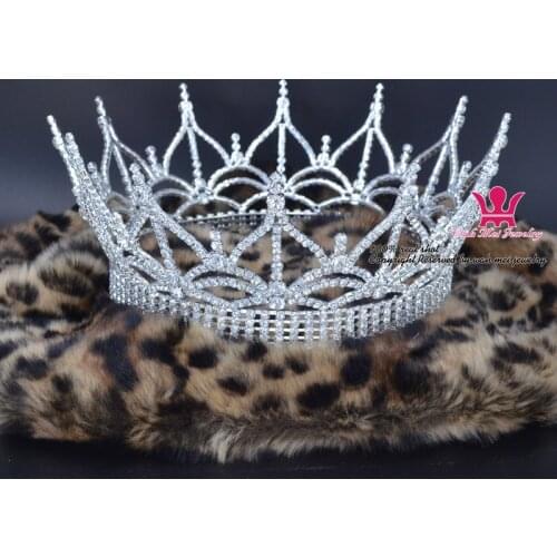 Fashion Rhinestone Cronw Full Round Large Men`s King`s Hair Wear Tiara Royal Jewelry Pageant Party Show Hairddress Queen Mo185