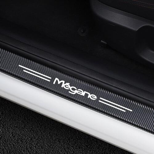 4PCS/Set Car Door Sill Plate Stickers For Renault Megane 2 3 Scenic 4 1 Auto Door Entry Guard Carbon Fiber Protector Accessories