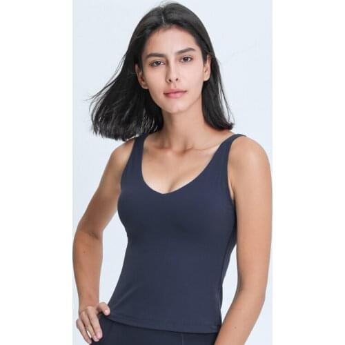 Nepoagym Women Longline Workout Crop Tank Top with Padded Bra Comfortable Snug Fit Sleeveless Yoga Shirt