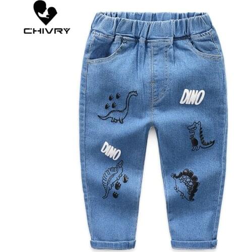 New 2020 Kids Fashion Cartoon Dinosaur Jeans Trousers Pants Boys Denim Pants Baby Jeans Autumn Winter Clothing for 2-8 Years