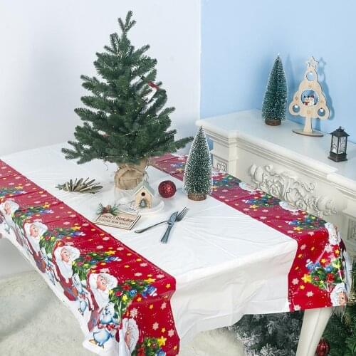 New Year Christmas Tablecloth Kitchen Dining Table Decorations Waterproof Party Table Cover Christmas Ornaments For Home