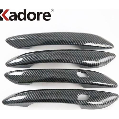 Carbon Fiber Door Handle Cover Trim For Hyundai Elantra 2021 2022 Side Door Handle Frame Covers Sticker Car Styling Accessories