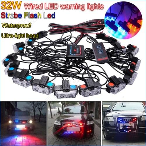 Original 32W Wired Control High-Power Super Bright Car Strobe Flash Led Warning Light Working Light DRL Strobe Police Fireman