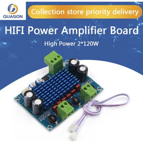 High Power Digital HIFI Power Amplifier Board 2*120W XH-M572 TPA3116D2 Chassis Dedicated Plug-in Input 5V 24V 28V output 120W