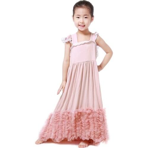 Kaiya Angel Girls Dress Kids Clothes Dust Pink Kids Dresses For Girls Tulle Tutu Dress Ruffle Wedding Dress For The Child
