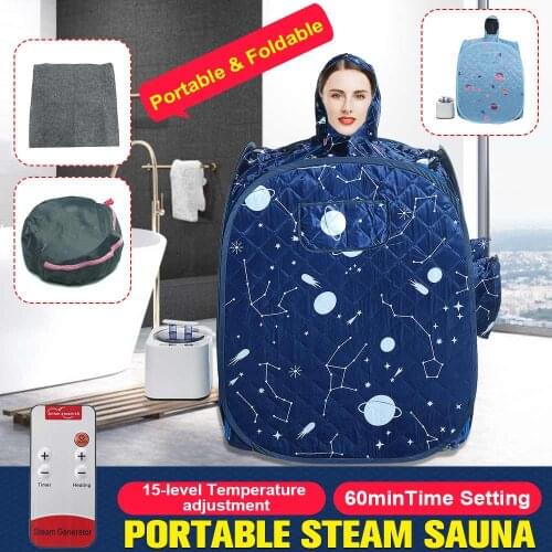 1000W Portable Folding Steam Sauna Cabin Generator SPA Room Tent Box Home Case With Steamer for 1/2 People Weight Loss Full Body