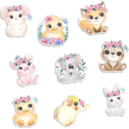 Cute Animal Cartoon Printed Planar Resin Dog Elephant Flatback for DIY Craft Supplies Phone Decorations Accessories 10pcs/lot
