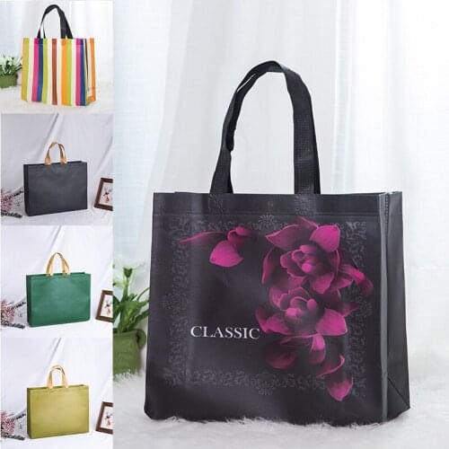 Foldable Shopping Bag Reusable Non-Woven Storage Handbag Large Capacity Tote Shopper Durable Portable Grocery Eco Bag Pouches