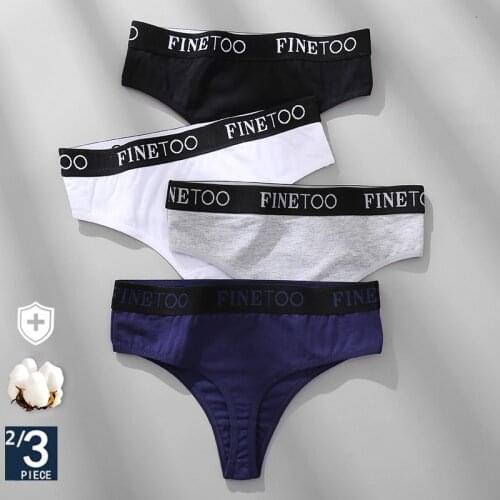FINETOO 2/3PCS Cotton Sexy Underwear G-string Women M-XL Panties Fashion Letter Waist Femme 2021 Underpant For Woman Thong Girls
