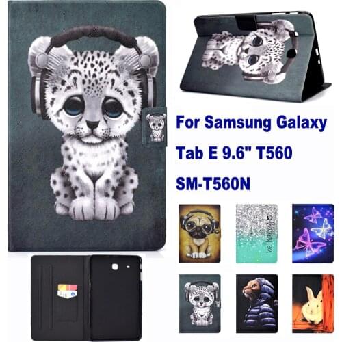 T560 T561 Case For Samsung Galaxy Tab E 9.6" SM-T560 Cover Elephant coque para capa Fashion Pattern Stand Card Slot Shell Fundas