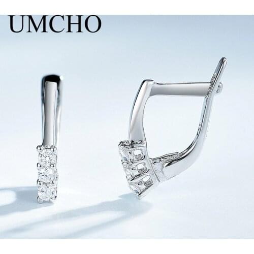 UMCHO AAA Clean Cubic Zircon 100% 925 Sterling Silver Clip Earrings For Women Wedding Engagement Jewelry