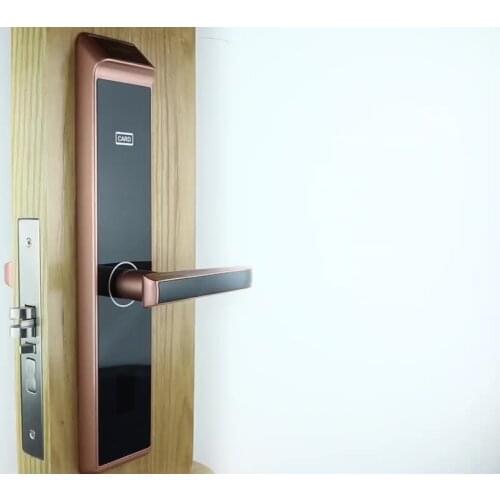 Smart hotel door lock system contactless rfid key card door lock handle lock guangdong hyh hardware